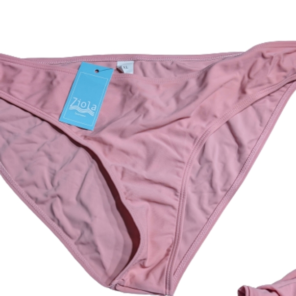 FLAW AS IS Womens Swim Set  L Pink Tankini Black Skirt 2 Piece  Spaghetti Strap - Picture 8 of 17